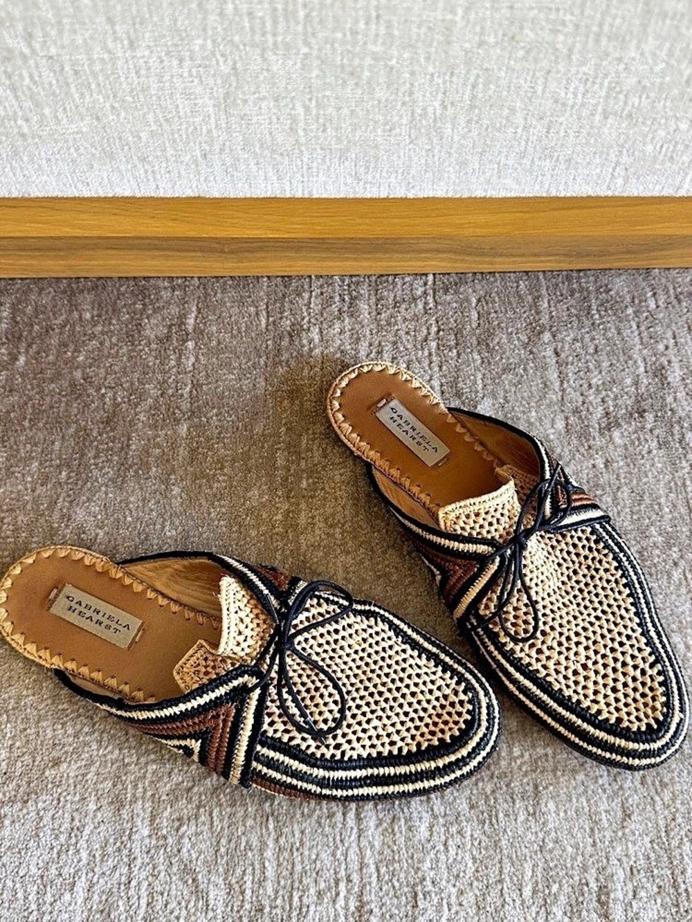 Gabriela Hearst Woven Mule Slide Flats Black & Tan